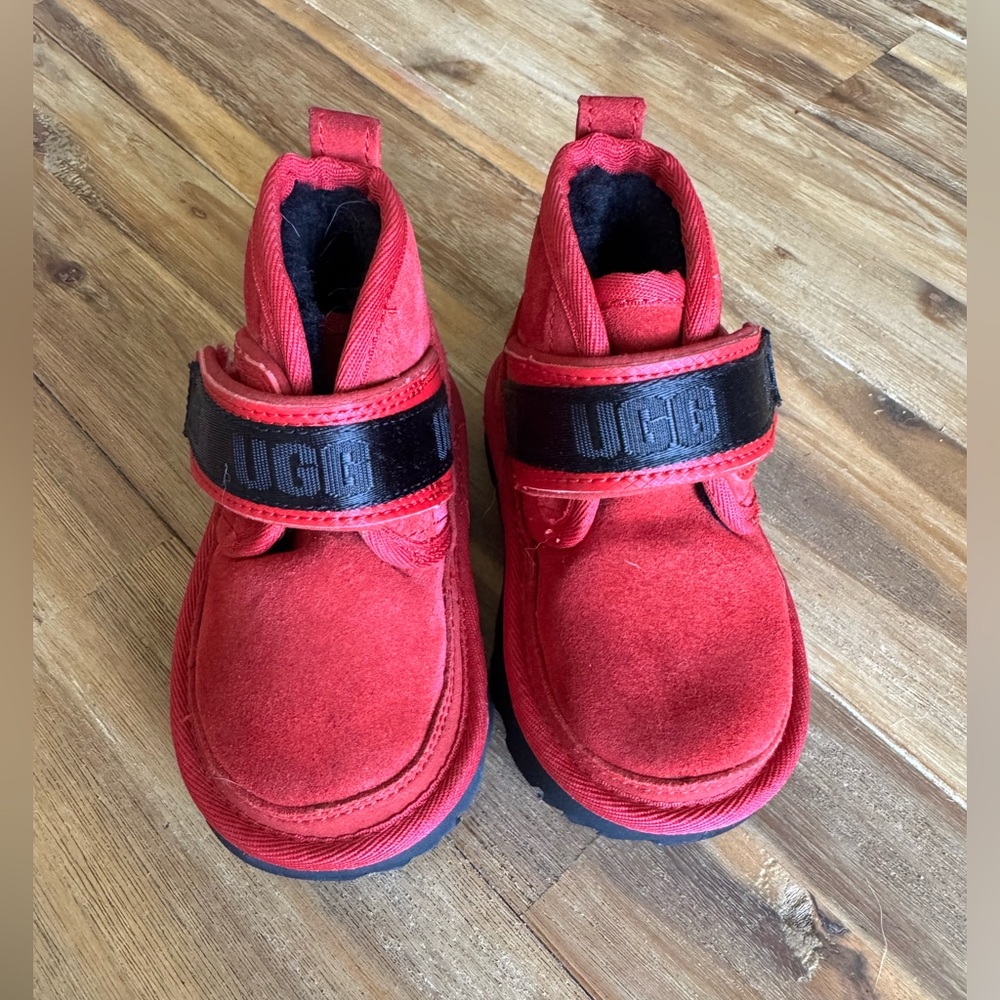 UGG Red and Black Boots with Velcro Strap